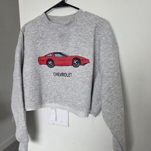 Gray Sweater with Red Car Design